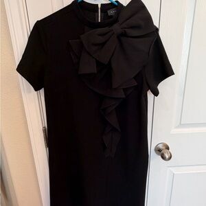 Gracia Black Mini Dress with Statement Bow and Ruffle